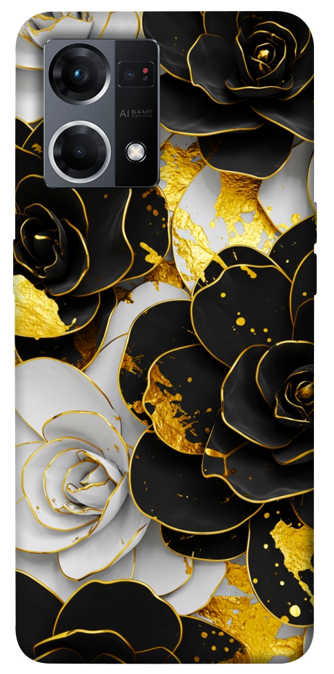 Чохол Flower black-white для Oppo Reno 7 4G