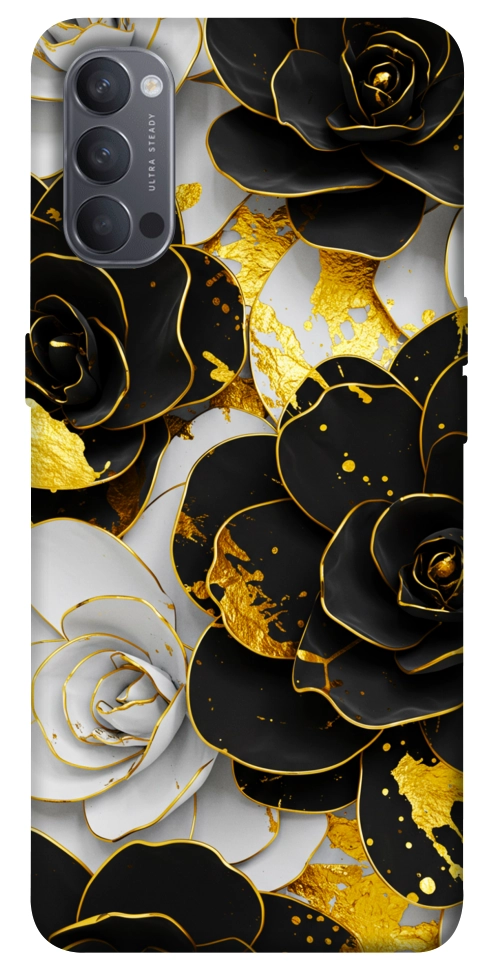 Чехол Flower black-white для Oppo Reno 4