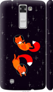 Чехол для LG K8 K350E Лисички в космосе (Оранжевый)
