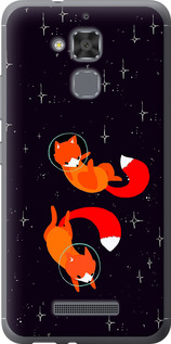 Чехол для Asus Zenfone 3 Max ZC520TL Лисички в космосе (Оранжевый)