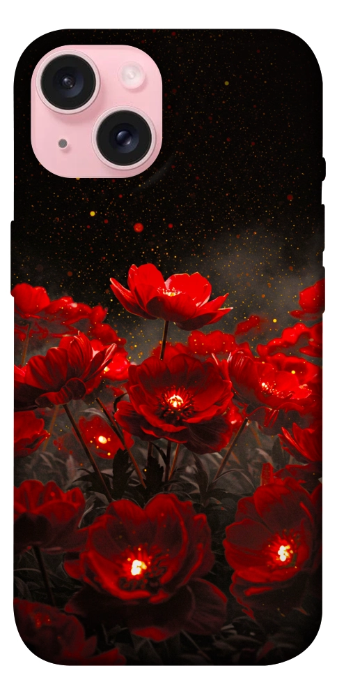 Чехол Burning flowers для iPhone 15