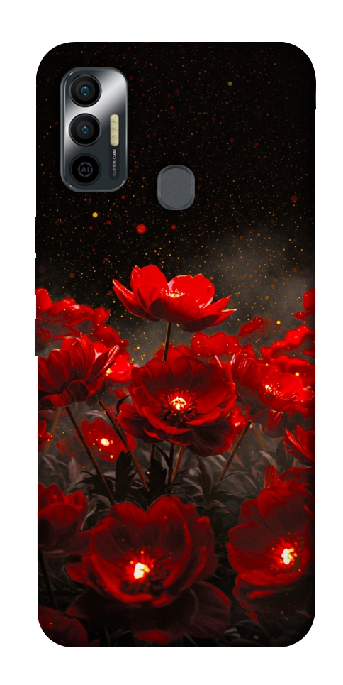 Чехол Burning flowers для TECNO Spark 7