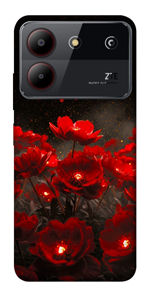 Чехол Burning flowers для ZTE Blade A54 4G