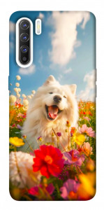 Чехол Happy dog in flowers для Oppo Reno 3