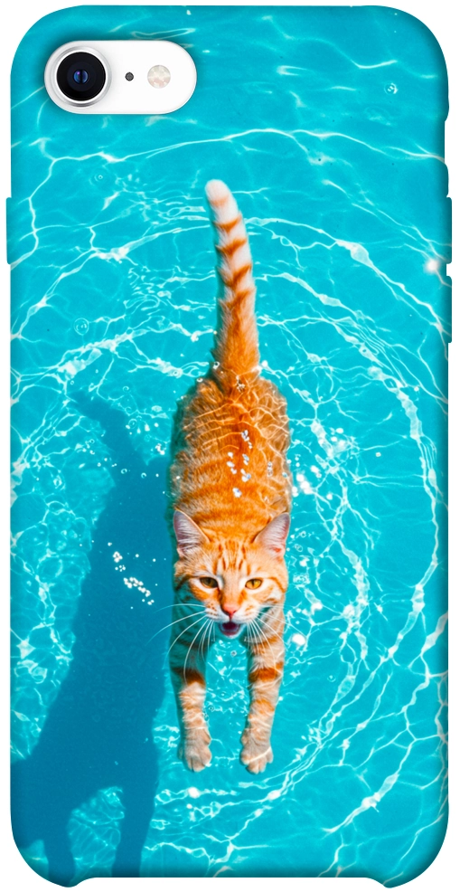 Чехол Cat swimming для iPhone SE (2020)