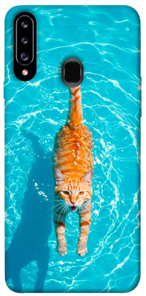 Чехол Cat swimming для Galaxy A20s (2019)