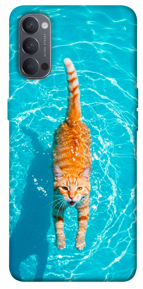 Чехол Cat swimming для Oppo Reno 4