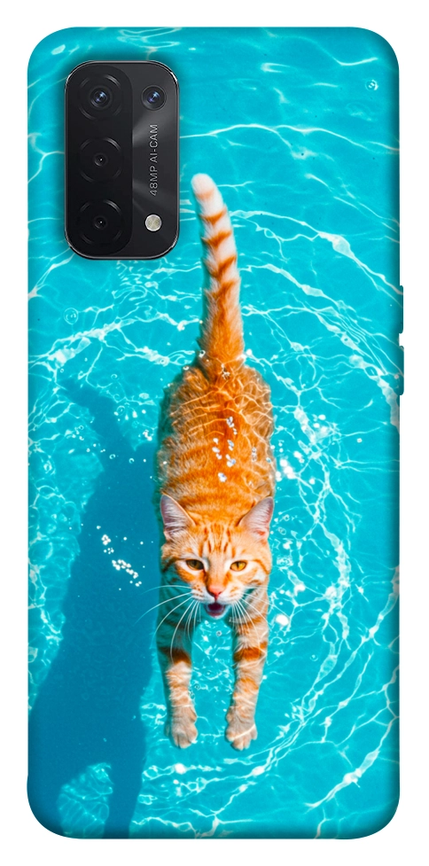 Чехол Cat swimming для Oppo A74 5G