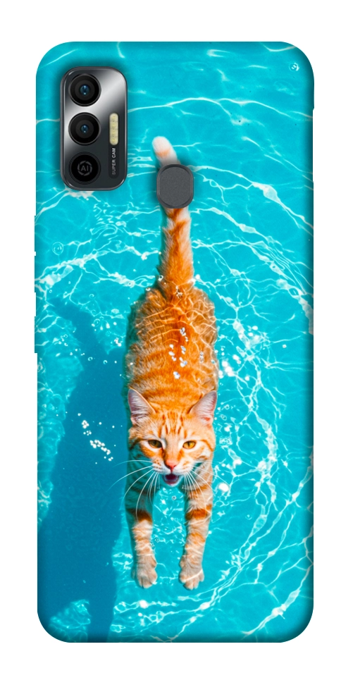 Чехол Cat swimming для TECNO Spark 7