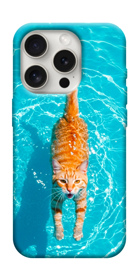 Чехол Cat swimming для iPhone 16 Pro Max