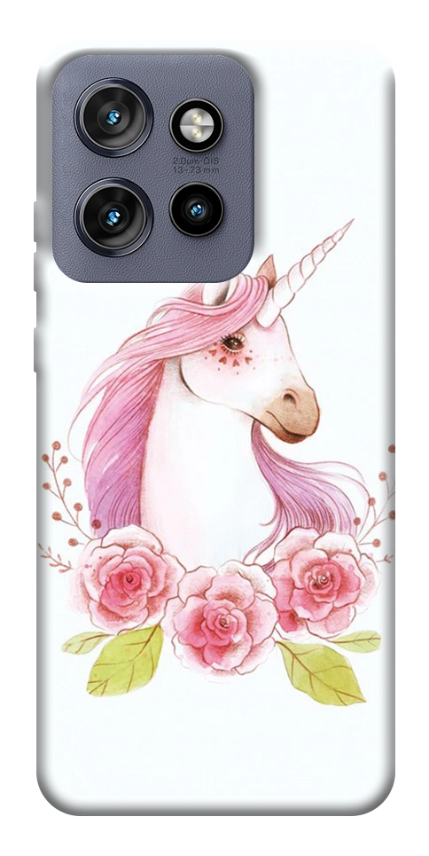 Чехол Единорог с цветами для Motorola Edge 50 Neo