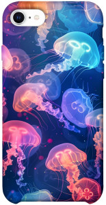 Чехол Neon jellyfishes для iPhone SE (2020)