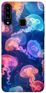 Чехол Neon jellyfishes для Galaxy A20s (2019)