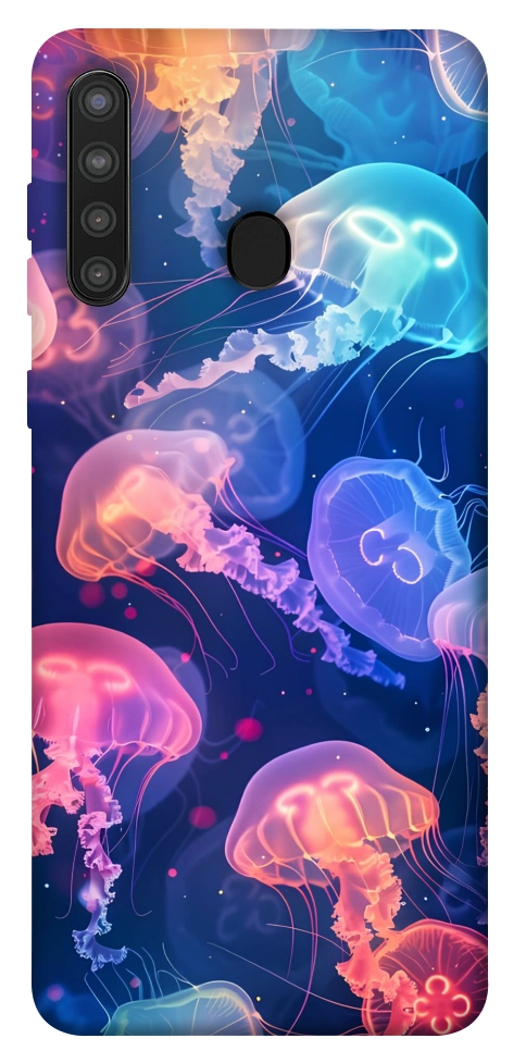 Чехол Neon jellyfishes для Galaxy A21