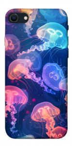 Чехол Neon jellyfishes для iPhone SE (2022)