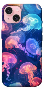 Чехол Neon jellyfishes для iPhone 15