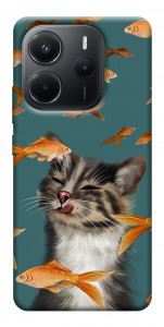 Чехол Cat with fish для Xiaomi Redmi Note 14 4G (Europe version)