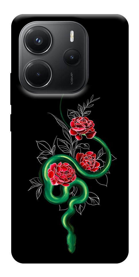Чехол Snake in flowers для Xiaomi Redmi Note 14 4G (Europe version)