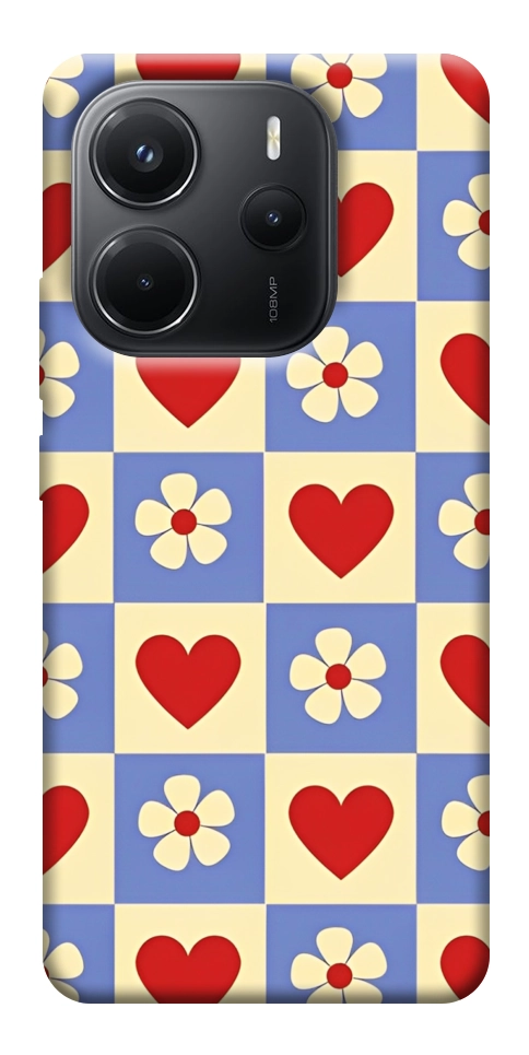 Чехол Сердечки-цветочки для Xiaomi Redmi Note 14 4G (Europe version)