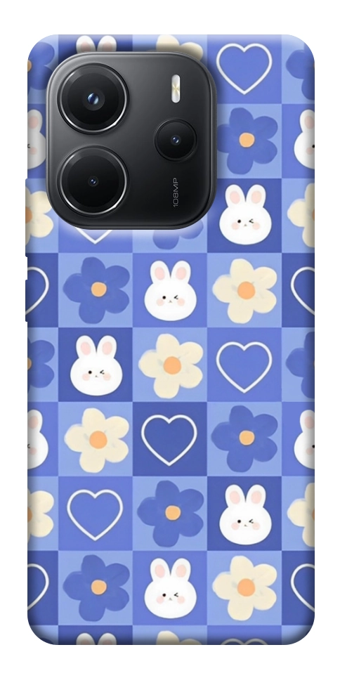 Чехол Кролики-цветочки для Xiaomi Redmi Note 14 4G (Europe version)