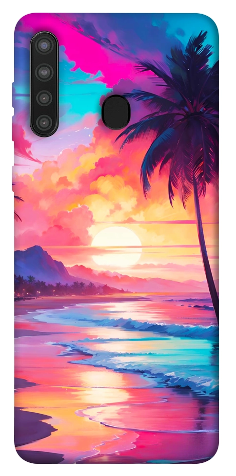 Чехол Закатный пляж для Galaxy A21