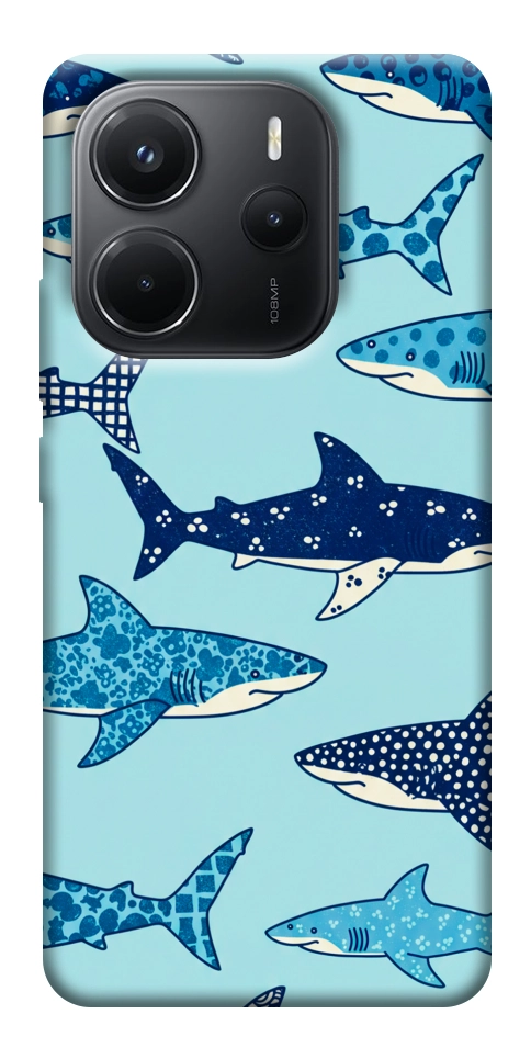 Чехол Shark pattern для Xiaomi Redmi Note 14 4G (Europe version)