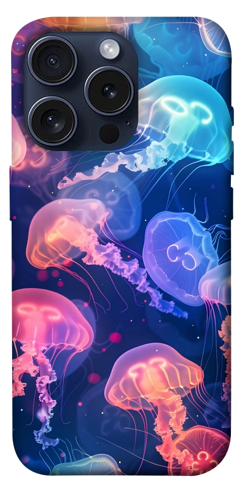 Чохол Neon jellyfishes для iPhone 15 Pro