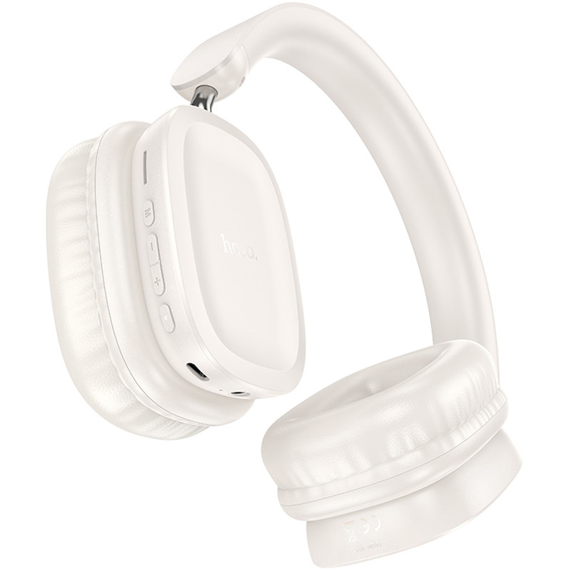 Фото Накладные беспроводные наушники Hoco W51 Delightful (Milky White) на vchehle.ua