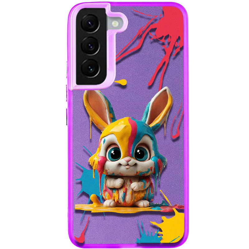 TPU+PC чехол TakiTaki Graffiti magic glow для Samsung Galaxy S22+ (Funny bunny / Purple)