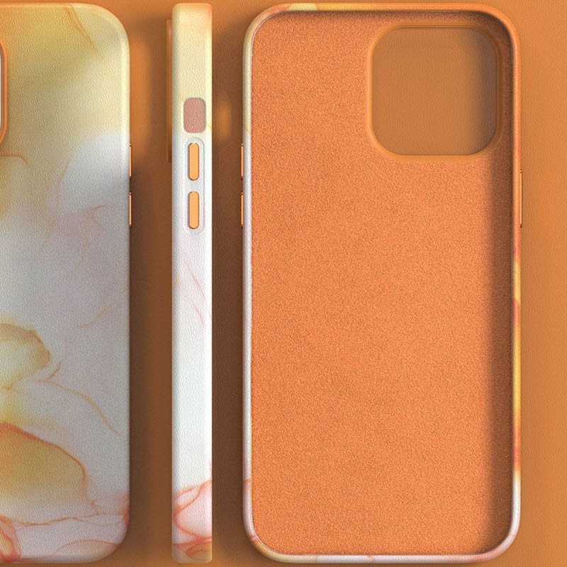 Фото Шкіряний чохол Figura Series Case with Magnetic safe на Apple iPhone 14 (6.1") (Orange) на vchehle.ua