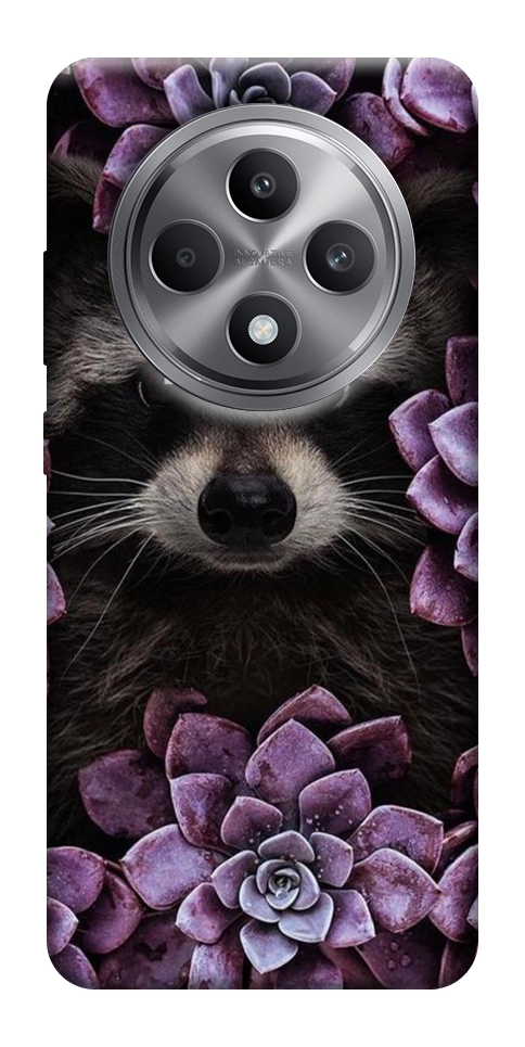 Чехол Енот в цветах для Oppo Reno 12 F 4G