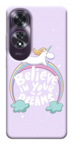 Чехол Believe in your dreams unicorn для Oppo A60 4G