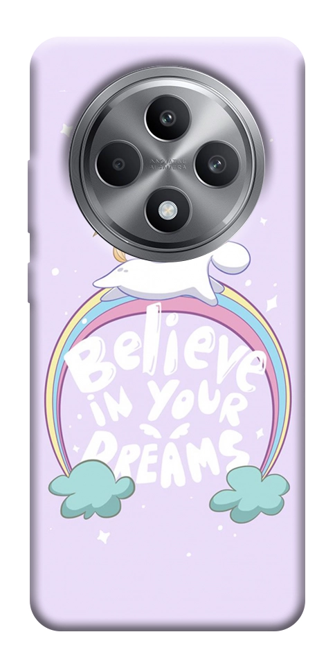Чехол Believe in your dreams unicorn для Oppo Reno 12 F 4G