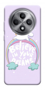 Чехол Believe in your dreams unicorn для Oppo Reno 12 F 4G