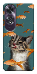 Чехол Cat with fish для Oppo A60 4G