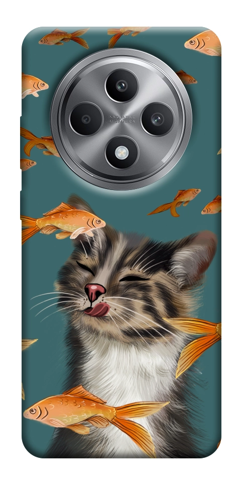 Чехол Cat with fish для Oppo Reno 12 F 4G