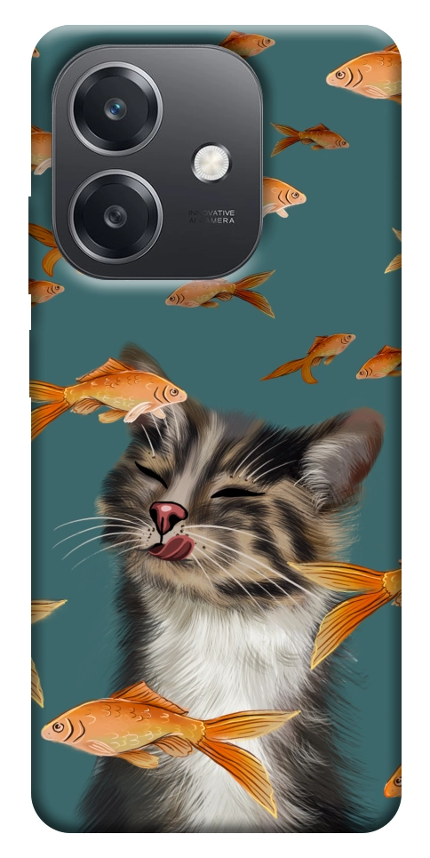 Чехол Cat with fish для Oppo A40m
