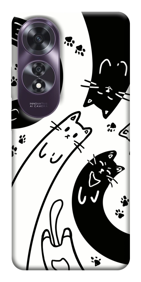 Чехол Черно-белые коты для Oppo A60 4G