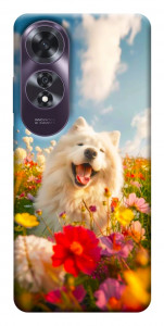 Чехол Happy dog in flowers для Oppo A60 4G