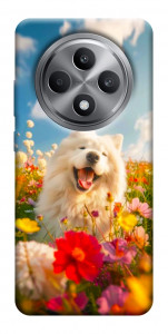 Чехол Happy dog in flowers для Oppo Reno 12 F 4G