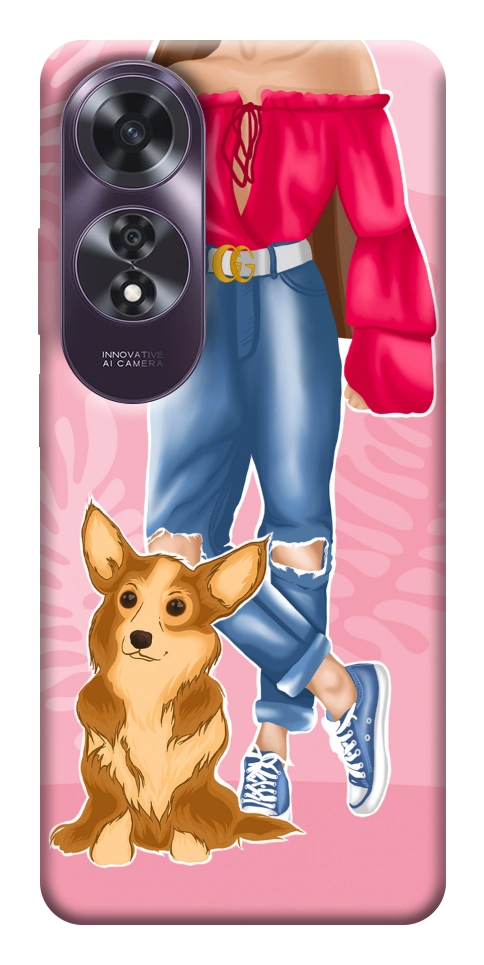 Чохол Girl and corgi для Oppo A60 4G