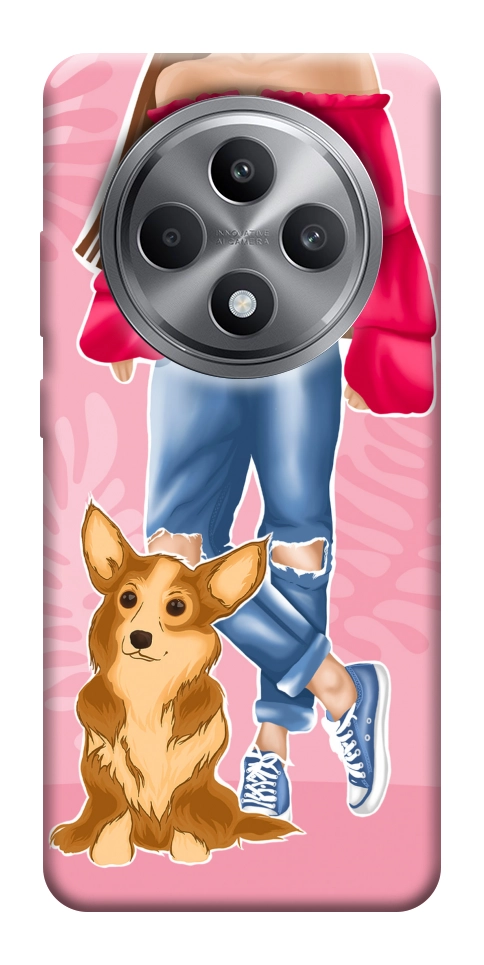 Чехол Girl and corgi для Oppo Reno 12 F 4G
