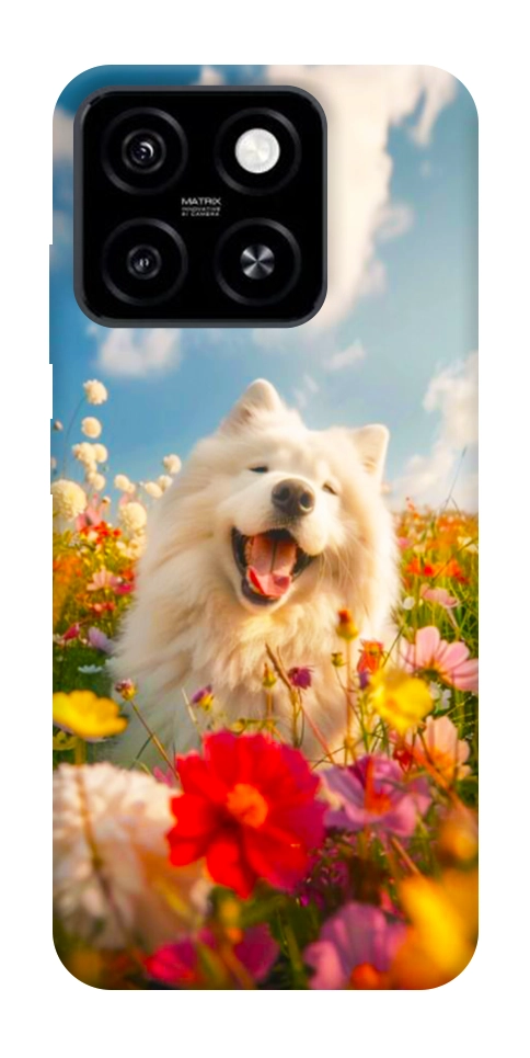 Чохол Happy dog in flowers для ZTE Blade A55 4G