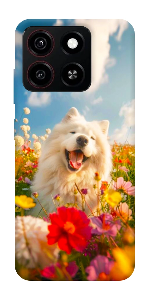 Чехол Happy dog in flowers для ZTE Blade A35 4G