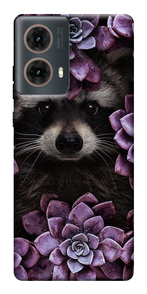 Чохол Єнот у квітах для Motorola Moto G85