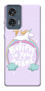 Чехол Believe in your dreams unicorn для Motorola Edge 50 Fusion
