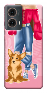 Чехол Girl and corgi для Motorola Moto G85