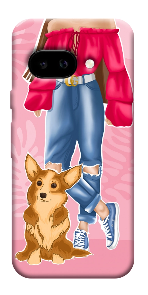 Чехол Girl and corgi для Google Pixel 9a
