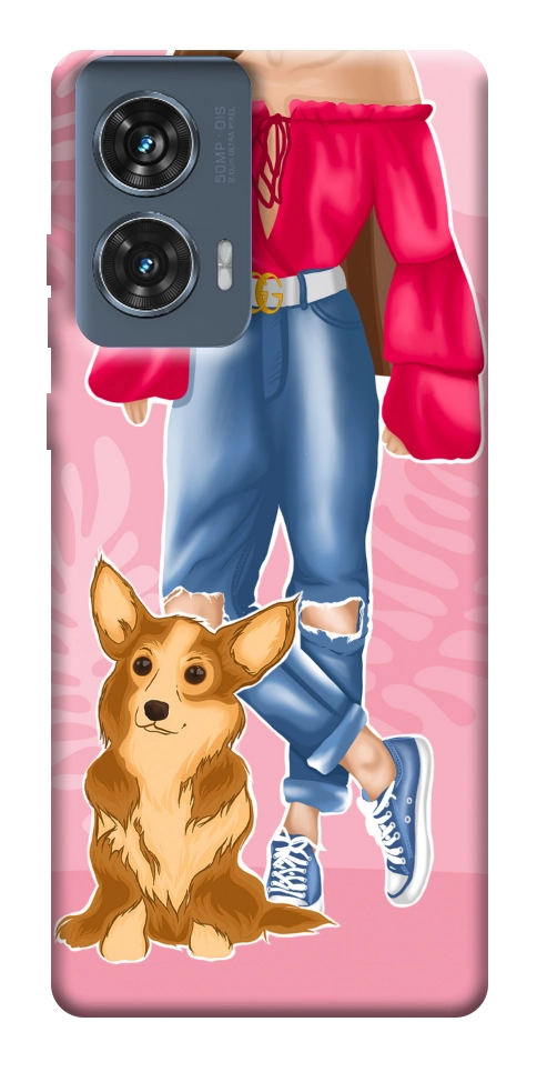 Чехол Girl and corgi для Motorola Edge 50 Fusion