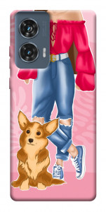 Чехол Girl and corgi для Motorola Edge 50 Fusion